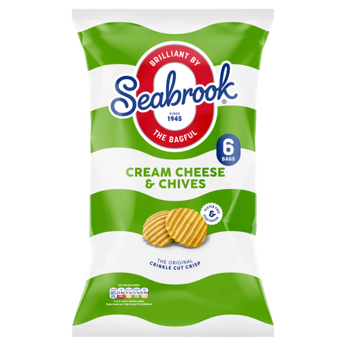 Seabrook Crinkle Crisps Cream Cheese and Chives Flavour 6 x 25g Gluten Free