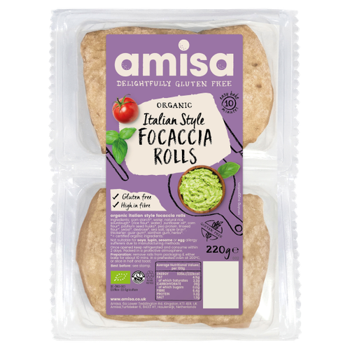 Amisa Organic Italian Style Focaccia Rolls 220g