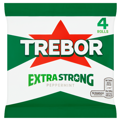 Trebor Extra Strong Peppermint Mints 4 Rolls 165.2g