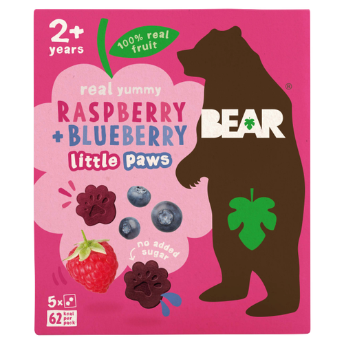 Bear Real Yummy Raspberry + Blueberry Little Paws 5 x 20g