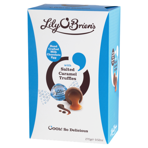 Lily O'Brien's Hand Crafted Milk Chocolate Egg with Salted Caramel Truffles 270g