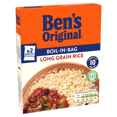 Bens Original Boil In Bag Long Grain Rice 8 x 62.5g