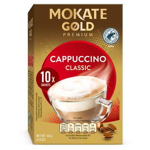 Mokate Gold Premium Cappuccino Flavour Instant Coffee Drink 10x14g