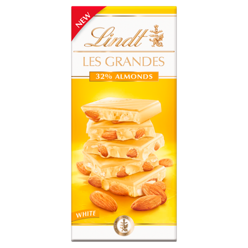 Lindt Les Grandes White 32% Almonds 150g