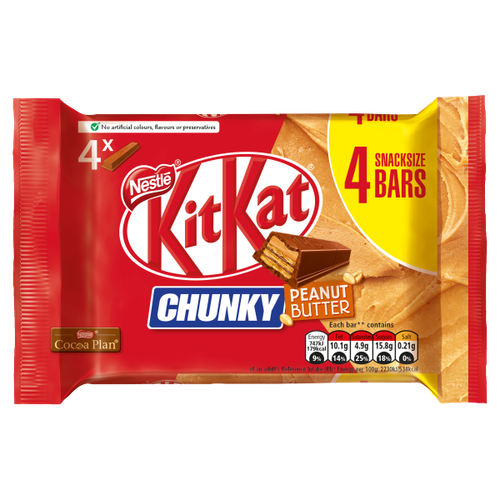 Kit Kat Chunky Peanut Butter Milk Chocolate Bar Multipack 33.5g 4 Pack We Get Any Stock