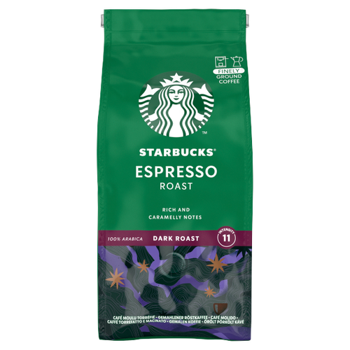 STARBUCKS Espresso Roast Dark Roast Finely Ground Coffee, 200g Bag