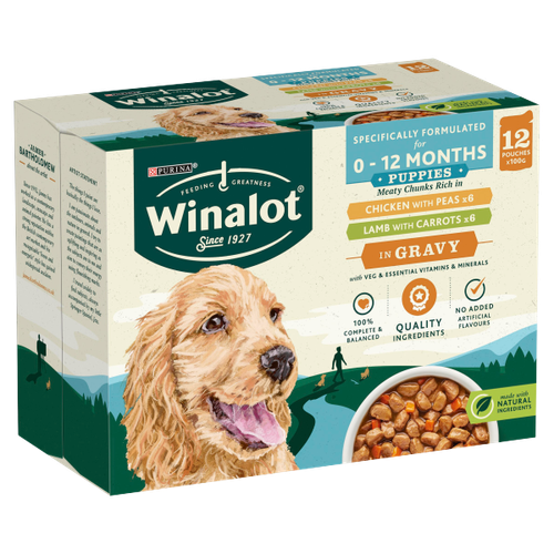 WINALOT Puppy Food Pouches Mixed in Gravy 12x100g