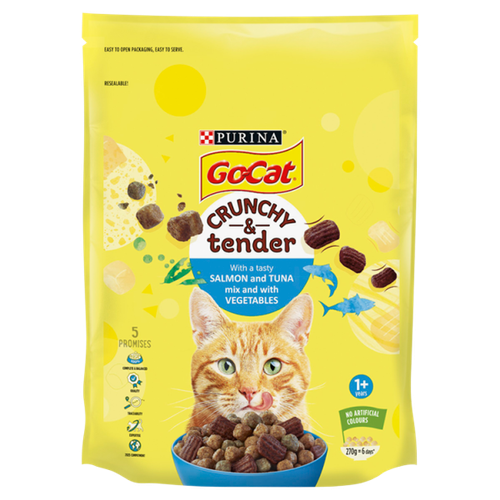 Go-Cat® Crunchy & Tender with Tuna and Salmon mix with Vegetables Dry Cat Food 270g