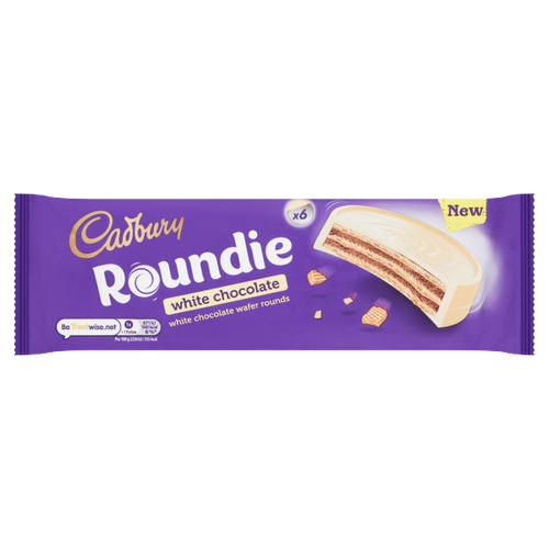 Cadbury Roundie White Chocolate Biscuits 6 Pack 180g