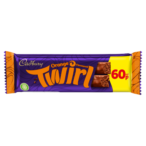 Cadbury Twirl Orange Flavoured Chocolate Bar 60p 43g