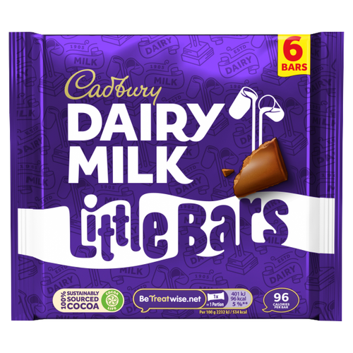 Cadbury Dairy Milk Little Bars 6 Pack 108g