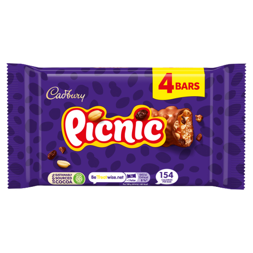 Cadbury Picnic Chocolate Bar 4 Pack 128g