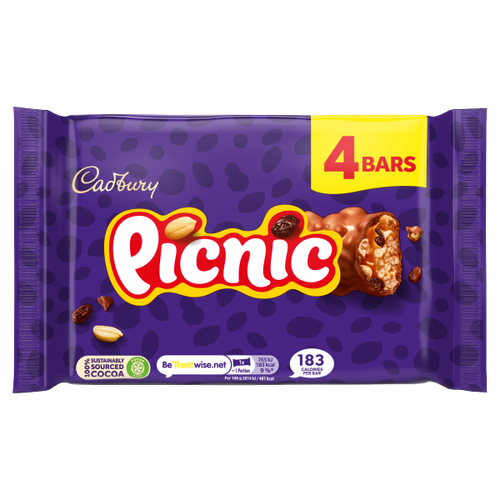 Cadbury Picnic Chocolate Bar 4 Pack 152g