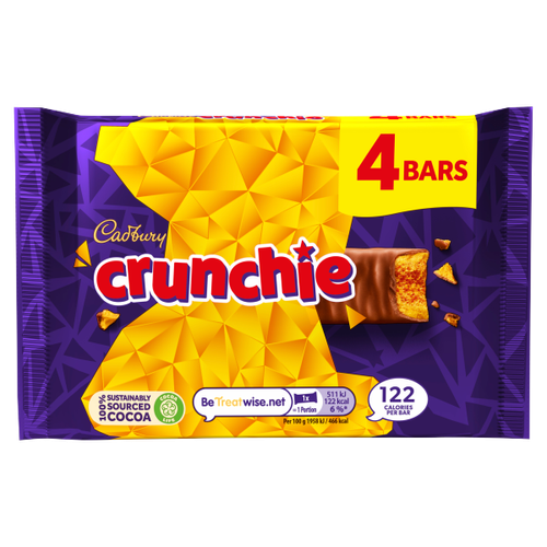 Cadbury Crunchie Chocolate Bar 4 Pack 104.4g