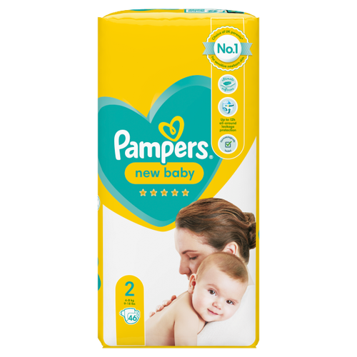 Pampers New Baby Size 2, 46 Nappies, 4kg-8kg, Essential Pack