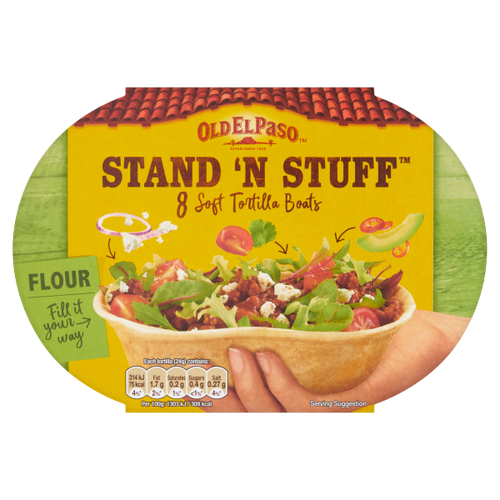 Old El Paso Stand 'N Stuff 8 Soft Tortillas Boats Flour 193g