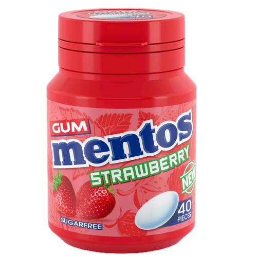 Mentos Strawberry Gum Bottle 40 Pieces 56g