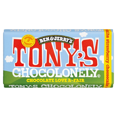 Tony's Chocolonely Ben & Jerry's White Chocolate Strawberry Cheesecake Block 180g