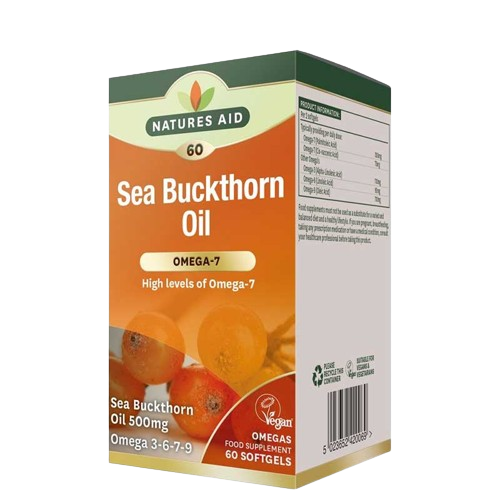 Natures Aid Sea Buckthorn Oil 500mg Omega-7 60 Vsoftgels