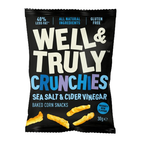 Well & Truly Crunchies Sea Salt & Cider Vinegar Baked Corn Snacks 30g