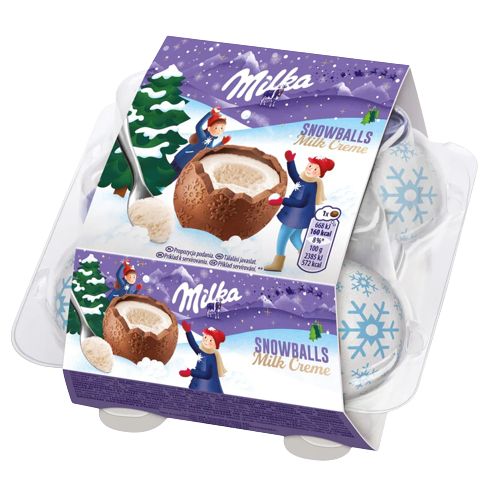 Milka Milk Chocolate Snowballs With Milk Creme Filling In 4 Pack 112g