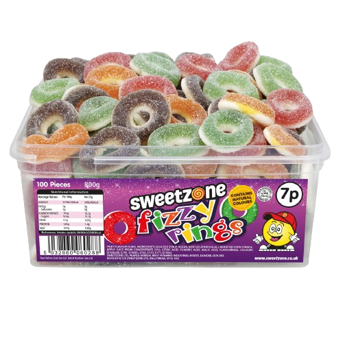 Sweetzone Fizzy Assorted Rings Tub 800g