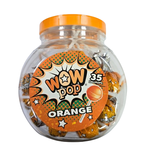 Wow Pop Orange Lollies In Jar 35x10g