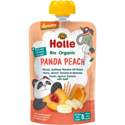 Holle Organic Pouch Panda Peach Pouch Peach, Apricot, Banana With Spelt 100g