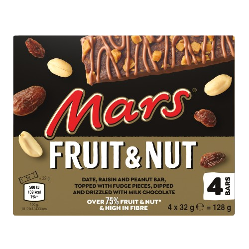 Mars Triple Treat Fruit & Nut Multipack Chocolate Bar Snack 4x32g We
