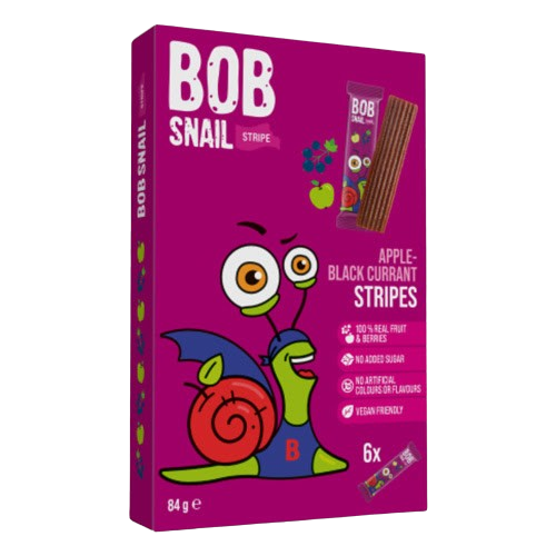 Bob Snail Fruit Stripes Apple-Black currant 6x14g