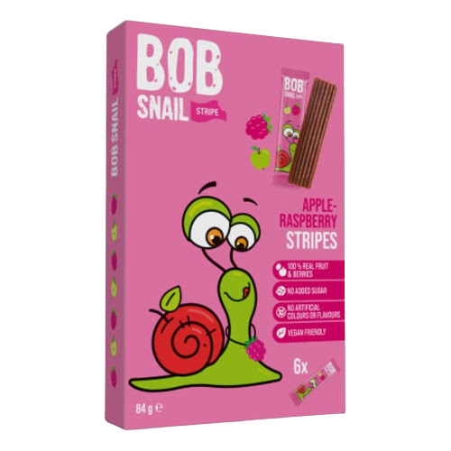 Bob Snail Fruit Stripes Apple-Raspberry 6x14g