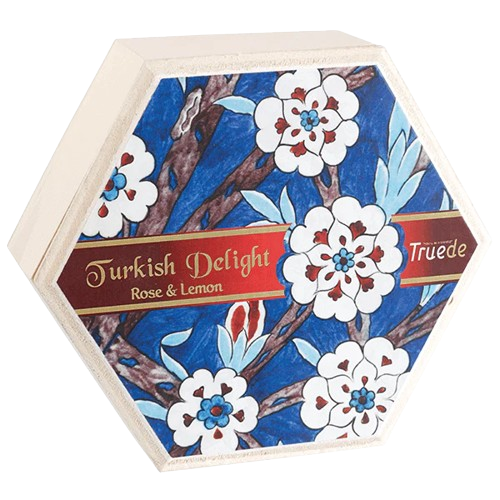 Truede Wooden Box Rose & Lemon Flavour Turkish Delight 250g