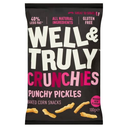 Well & Truly Crunchies Punchy Pickles Baked Corn Snacks 100g