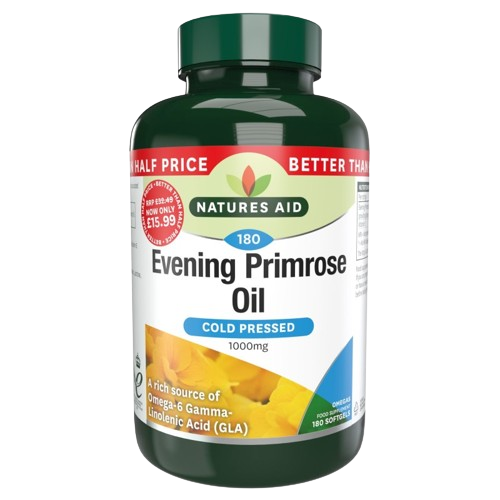 Natures Aid Evening Primrose Oil 1000mg Cold Pressed 180 Softgels