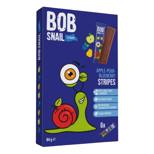 Bob Snail Fruit Stripes Apple-Pear-Blueberry 6x14g