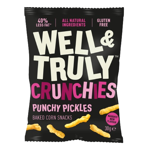 Well & Truly Crunchies Punchy Pickles Baked Corn Snacks 30g