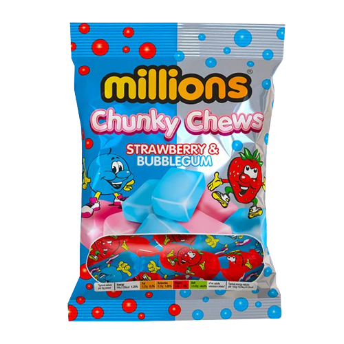 Millions Chunky Chews Strawberry & Bubblegum 120g