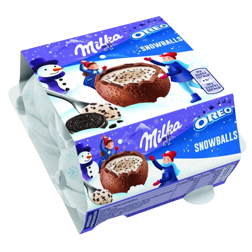 Milka Milk Chocolate Snowballs With Oreo Creme Filling In 4 Pack 112g