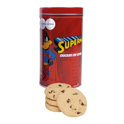 Looney Tunes Daffy Duck Superman Chocolate Chip Cookies Tin 150g