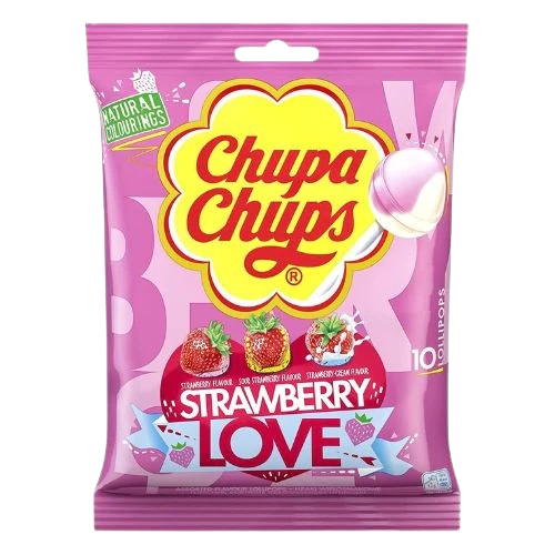 Chupa Chups 10 Strawberry Love Lollipops 120g