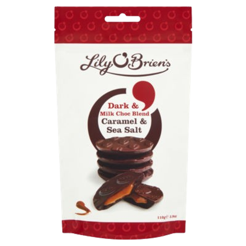 Lily O'Brien's Dark & Milk Choc Blend Caramel & Sea Salt Bag 100g