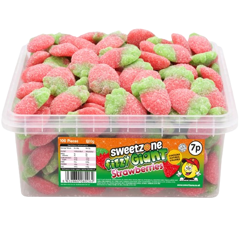 Sweetzone Fizzy Giant Strawberries Tub 800g