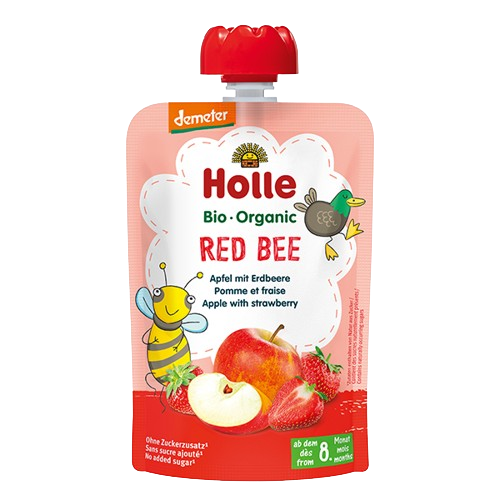 Holle Organic Pouch Red Bee Pouch Apple With Strawberry 100g