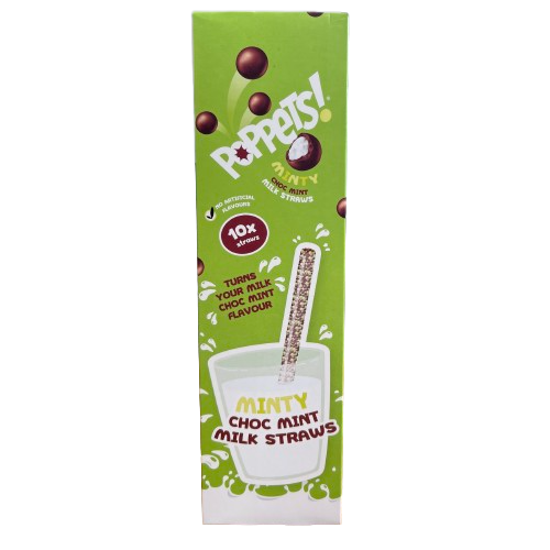 Poppets Chocolate Mint Milk Straws 10x6g