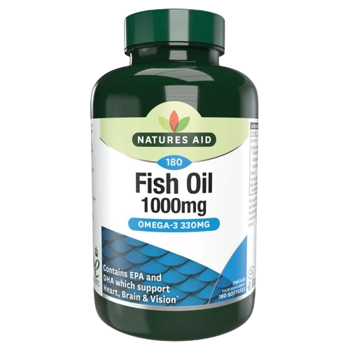 Natures Aid Fish Oil 1000mg Omega-3 180 Softgels