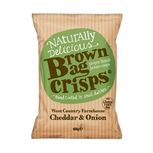 Brown Bag Crisps Cheddar And Onion 40g