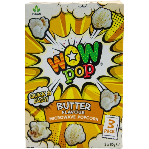 Wow Pop Microwave Popcorn Butter 3x85g