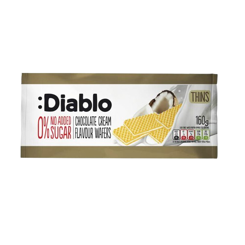 Diablo Coconut Cream Wafer Thins 0% Sugars Added 150g