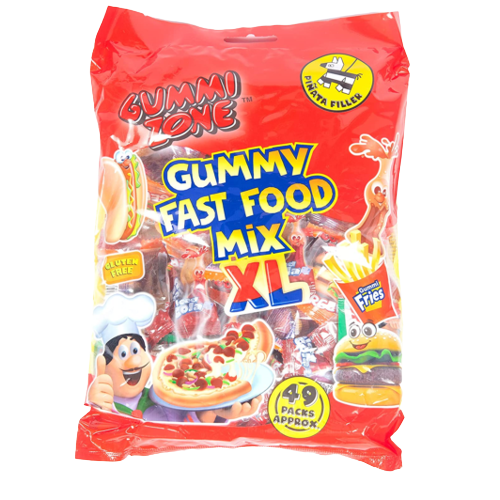 Gummi Zone Jelly Sweets Fast Food Party Mix XL Bag 450g