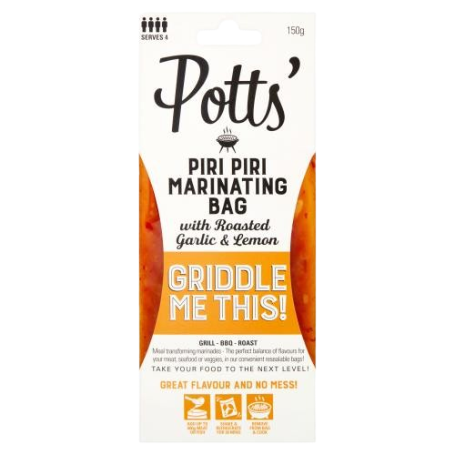 Potts Piri Piri With Roasted Garlic and Lemon Marinating Bag 150g